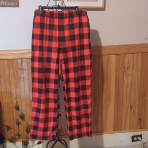 🌊 3 / $20 Sleep Chic Pajama Fleece Sleep Pants Buffalo Plaid Red Black L NICE